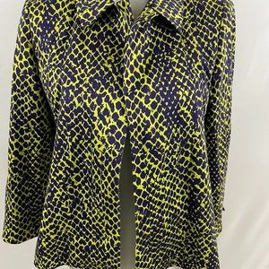 Linda Allard Ellen Tracy Womens Suit Jacket Blazer neon green purple Snake Print